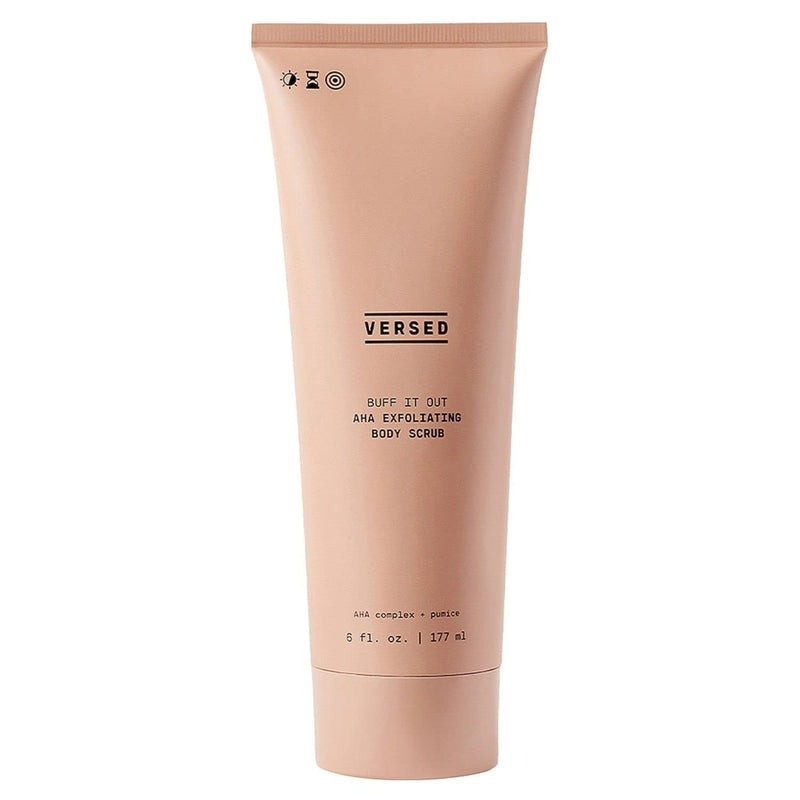 [Australia] - Versed Buff It Out AHA Exfoliating Body Scrub and Mask - Lactic Acid & Glycolic Acid Exfoliant - Microfine Pumice Body Exfoliator to Polish and Smooth Bumpy, Dry Skin - Vegan & Cruelty-Free (6 oz) 6 Ounce (Pack of 1) 