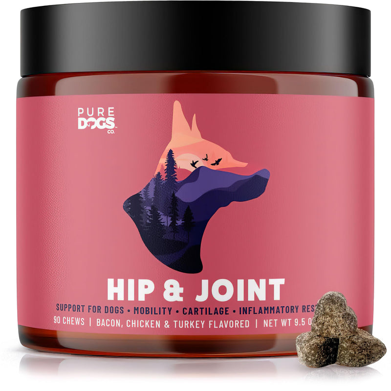 Pure Dogs Hip & Joint Dog Chews - Glucosamine Chondroitin & Green Lipped Mussel for Joint Pain Relief, Function & Mobility, Gut & Digestive Support - for Large & Small Breeds - 90 Chews 1 - PawsPlanet Australia