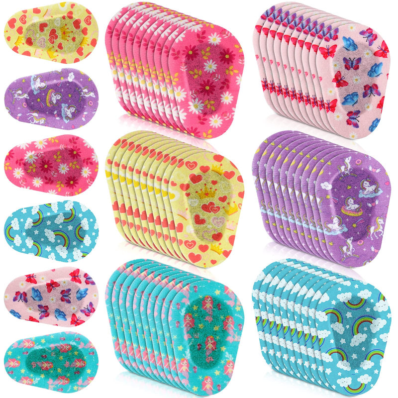 [Australia] - Panelee 60 Pcs Adhesive Eye Patches for Kids Girls Designs Cotton Adhesive Bandages for Girls Toddler, 6 Styles 
