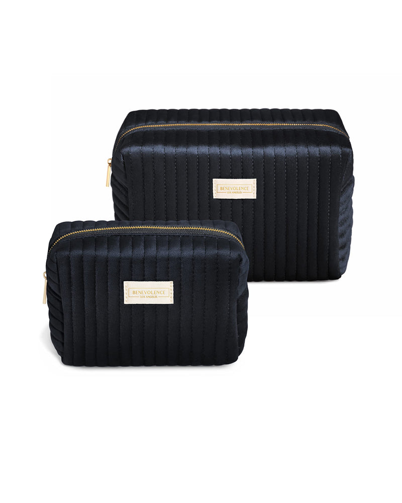 Set of 2 Toiletry Bags for Women, Travel Toiletry Bag for Cosmetics, Makeup, Toiletries | Large Capacity Toiletry Bags for Traveling, Cosmetic Pouch, Makeup Bag Small and Large Size, Ebony