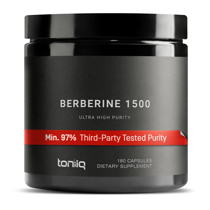 [Australia] - Toniiq Ultra High Strength Berberine 1500mg from The Himalayas Berberine Supplement - 97% Highly Purified and Bioavailable -Wild Harvested-Concentrated Formula HCL -3 Caps Serving-180 Veggie Caps 