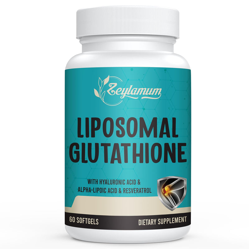 [Australia] - 2400 MG Liposomal Glutathione Softgels, Max Absorption, Active Form L-Glutathione Reduced (GSH), with Hyaluronic Acid, Resveratrol, Master Antioxidants for Detox, Brain, Immune System, 60 Softgels 60 Count (Pack of 1) 