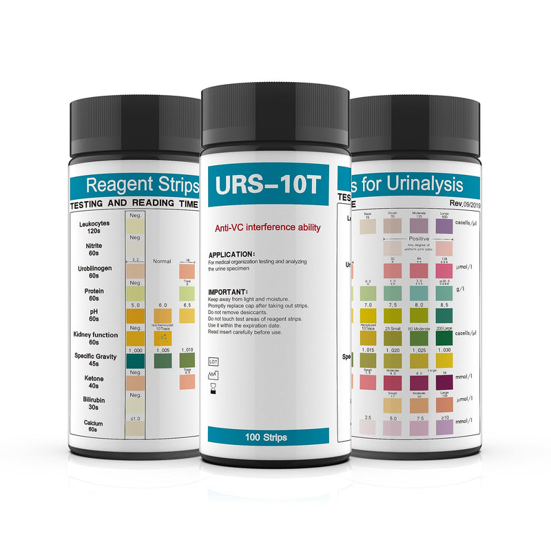 [Australia] - URS 10-in-1 Urine Test Strips 10 Parameters Testing UTI, Urinalysis for Ketosis, pH, Protein, Kidney and Liver Function, 100 CT 