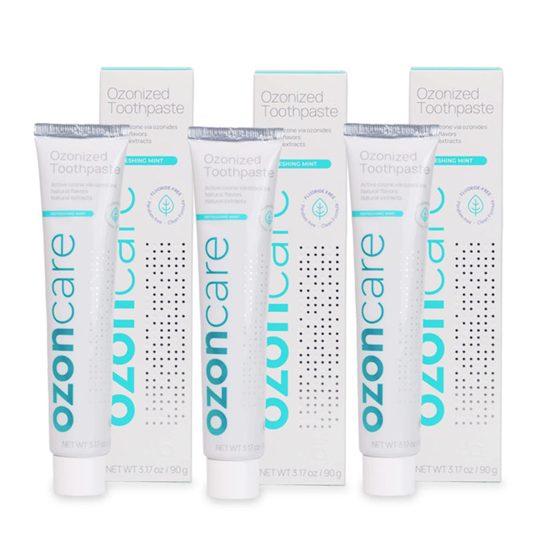 [Australia] - OZONCARE Pack of 3 Toothpaste for Sensitive Teeth - Ozone Infused Fluoride-Free Toothpaste, Promotes Oral Health for Teeth & Gum, Oral Care - Vegan, Antiplaque, Triclosan & Paraben Free - 9.52Oz/270g 