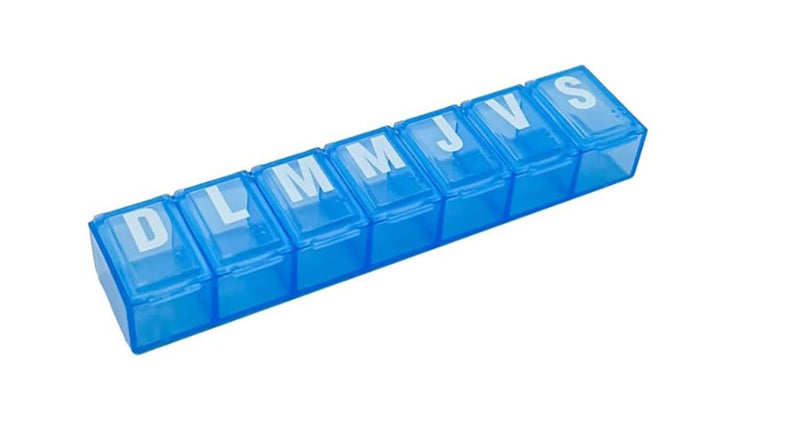 Ezy Dose Weekly (7-Day) Pill Organizer, Medicine Planner, Color May Vary | Compact Daily Vitamin & Supplement Box, Pop Up Spanish Compartments, Convenient and Easy to Use, Travel-Friendly, BPA-Free Small Compartments