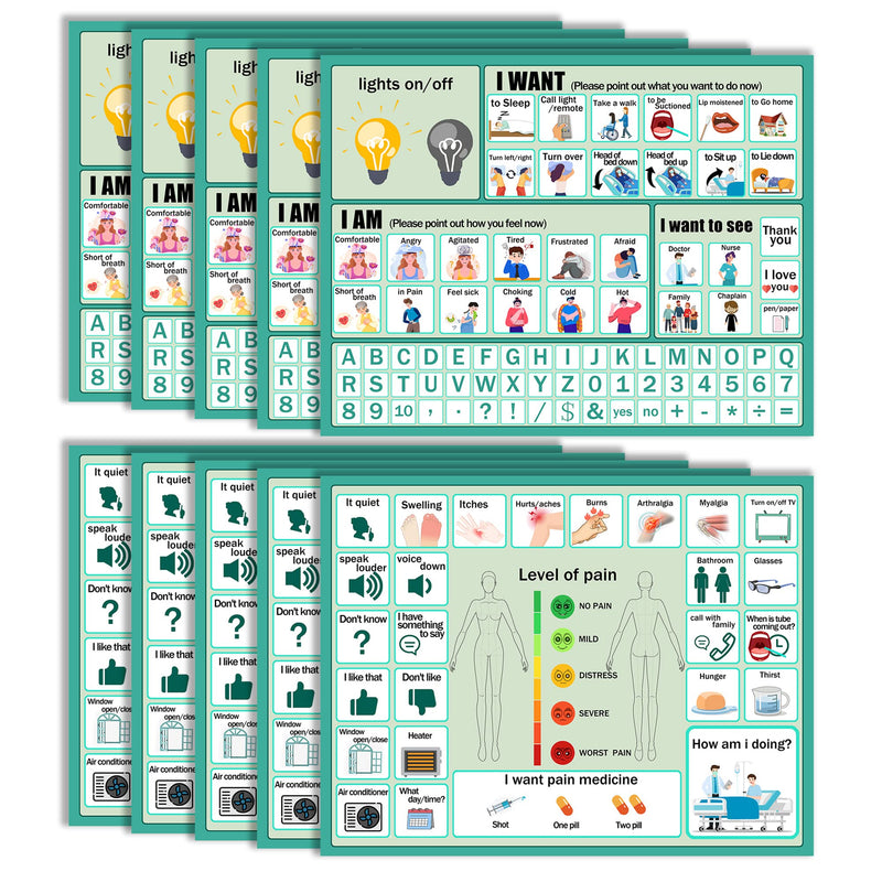 [Australia] - 10Pcs Nonverbal Communication Board Waterproof Aphasia Patient Communication Tools Durable Non Verbal Communication Device Cards for Nonverbal Adults, Kids 10PCS 