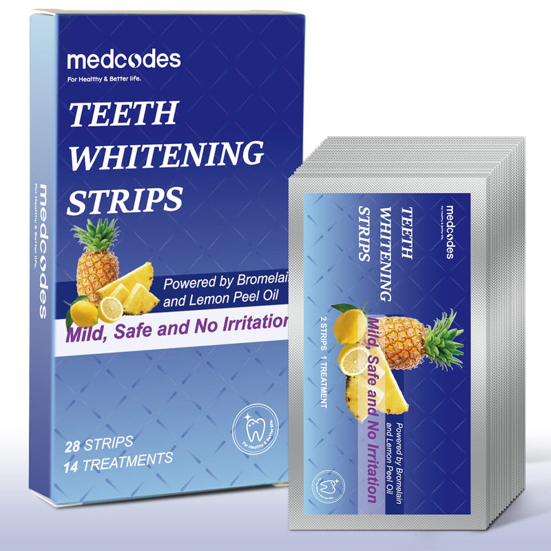 [Australia] - Teeth Whitening Strips for Sensitive Teeth, 28 Express White Strips, No Peroxide, No Slip, Professional Enamel Safe Teeth Whitening Kit for Remove Coffee Tea Smoking Stains, 14 Treatments Lemon 