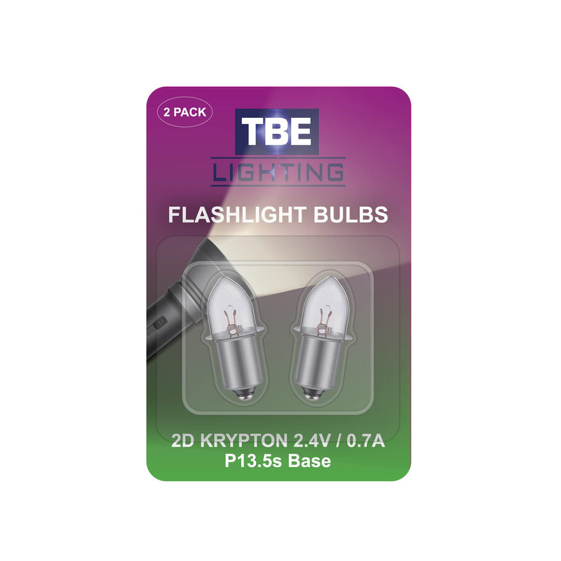 [Australia] - Replacement 2D 2.4 Volt, 0.7A Bayonet Base P13.5 Krypton Flashlight Bulbs, Pack of 2 Energy efficient Flashlight Krypton Bulbs to fit a Standard 2D Torches 