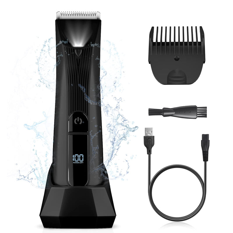 [Australia] - Cordless Ceramic Hair Trimmer for Men, Body Groomer with Adjustable Blade Bikini/Pubic Hair Trimmer for Men Women - Ideal for Home and Professional Use, Male Razor IPX7 Waterproof 