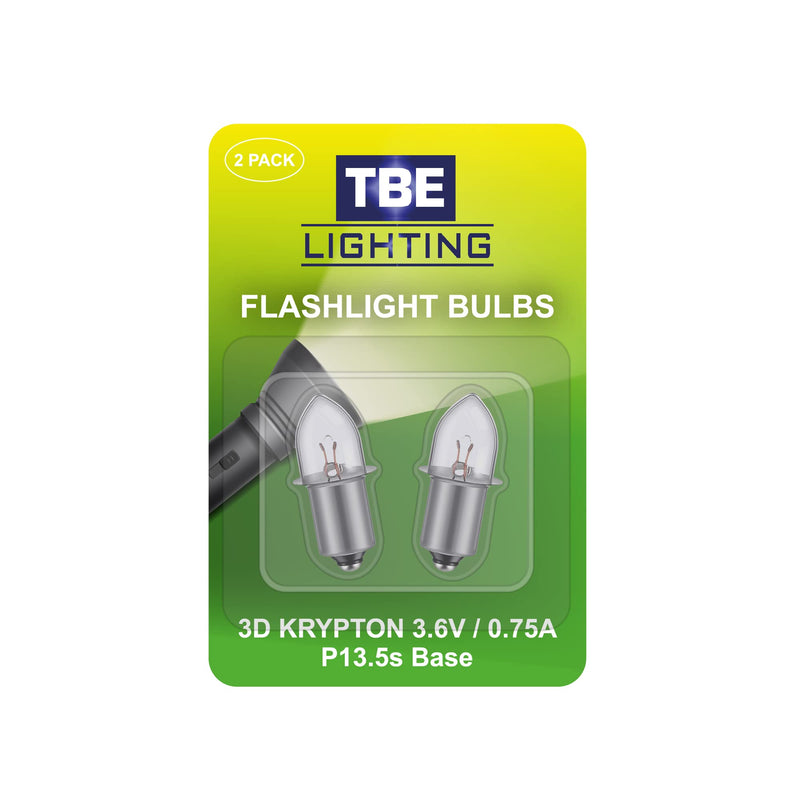 [Australia] - Replacement 3 Volt / 3D 3.6 Volt, 0.75A Bayonet Base P13.5 Krypton Flashlight Bulbs, Pack of 2 Energy efficient Flashlight Krypton Bulbs to fit a Standard 3D Torches 