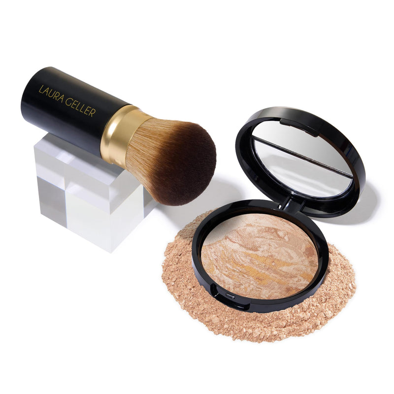 [Australia] - LAURA GELLER NEW YORK Get Glowing Kit (2pc): Baked Balance-n-Glow Illuminating Powder Foundation, Fair + Airbrush Kabuki Makeup Brush 02 Fair 