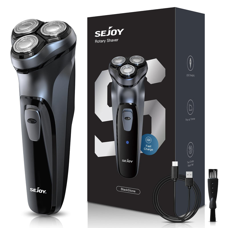 Sejoy Electric Razor for Men,Electric Shavers for Men,Face Shaver, Cordless Washable Rechargeable Shaving Machines,Pop Up Trimmer for Travel Home, LED Display,Fast Charging Gray
