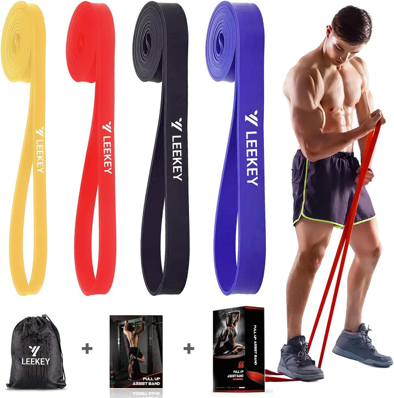 [Australia] - LEEKEY Resistance Bands, Exercise Bands Pull Up Assist Bands - Workout Bands Set - Mobility Band Powerlifting Bands for Men and Women Fitness Training, Physical Therapy,Home Workouts Purple/Black/Red/Yellow with Antislip 