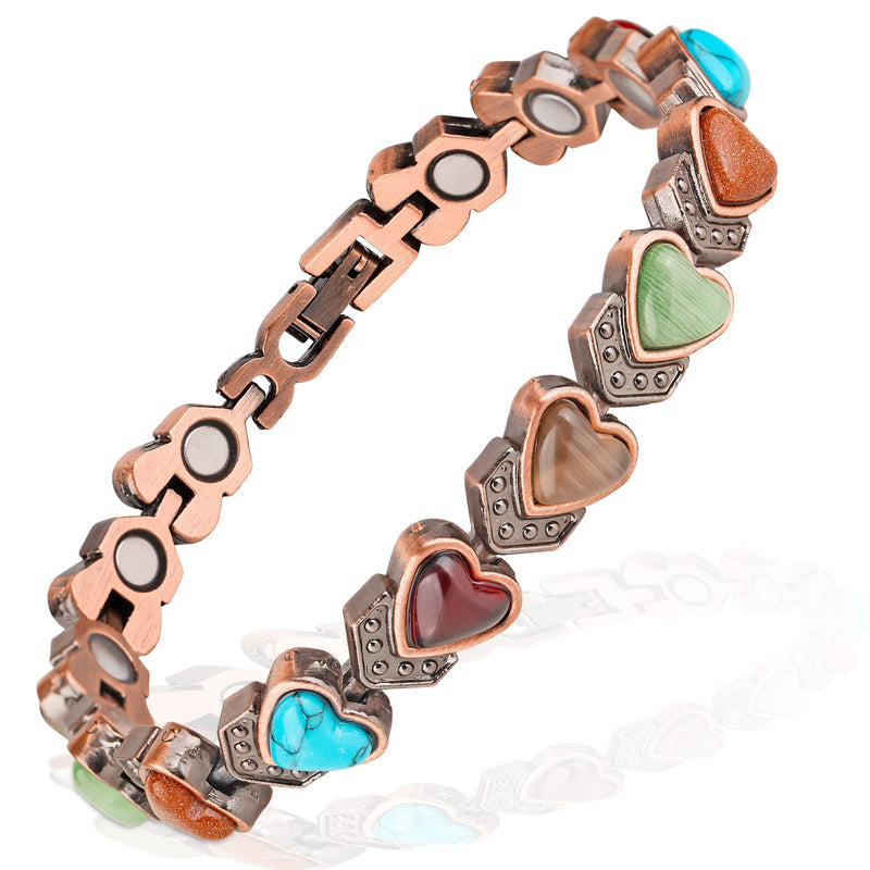 [Australia] - Copper Bracelet for Women, Magnetic Copper Bracelets, Magnetic Turquoise Copper Bracelets with Adjust Tool Heart Shape 