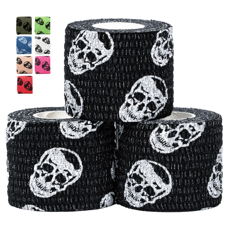 [Australia] - Gymreapers Hook Grip Weightlifting Tape (3 Pack) Premium Adhesive Thumb Skull Tape for Finger Protection, Powerlifting, Exercise & Cross Training - Athletic Sweat Proof Tape Black 