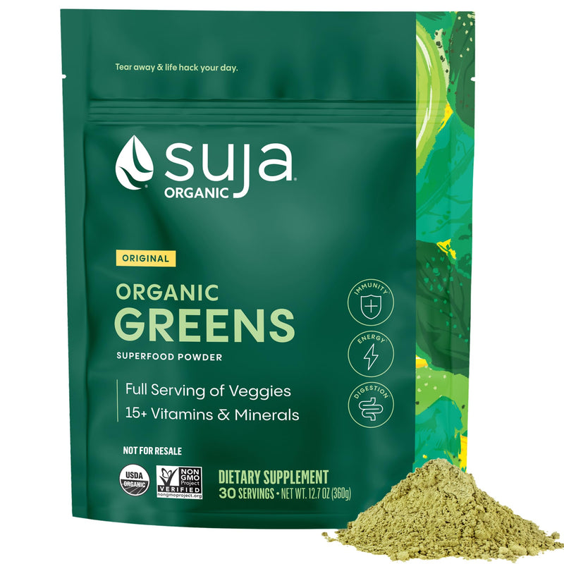 [Australia] - Suja Organic Greens Powder Probiotic Blend, Spirulina, Daily Superfood Drink or Smoothie Mix for Immune Support, Digestion, & Energy, Vegan, Gluten Free, Non GMO, 30 Servings 12.7 Ounce (Pack of 1) 