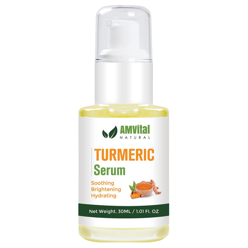 AMVital Turmeric Face Serum with Vitamin C & Hyaluronic Acid, 1 fl oz | Lightweight daily serum • Vitamin C skincare • Hydrating face care