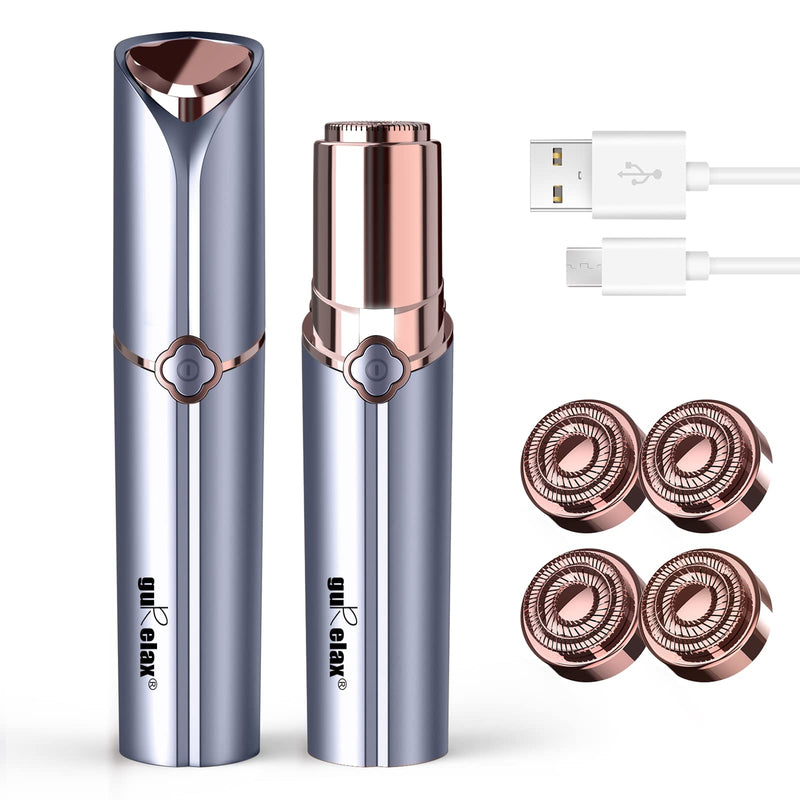 [Australia] - Facial Hair Removal for Women, GURELAX Hair Remover for Face, Painless Hair Removal Device, Face Shavers for Chin Upper Lip -Included 4 x Replacement Heads Blue+4 Heads 
