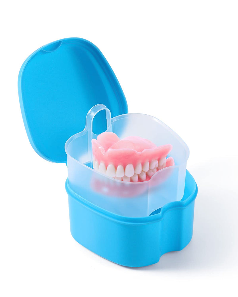 [Australia] - JMU Denture Case Denture Cup with Lid Orthodontic Retainer Case with Strainer Basket Tray Denture Cups for Soaking Dentures 