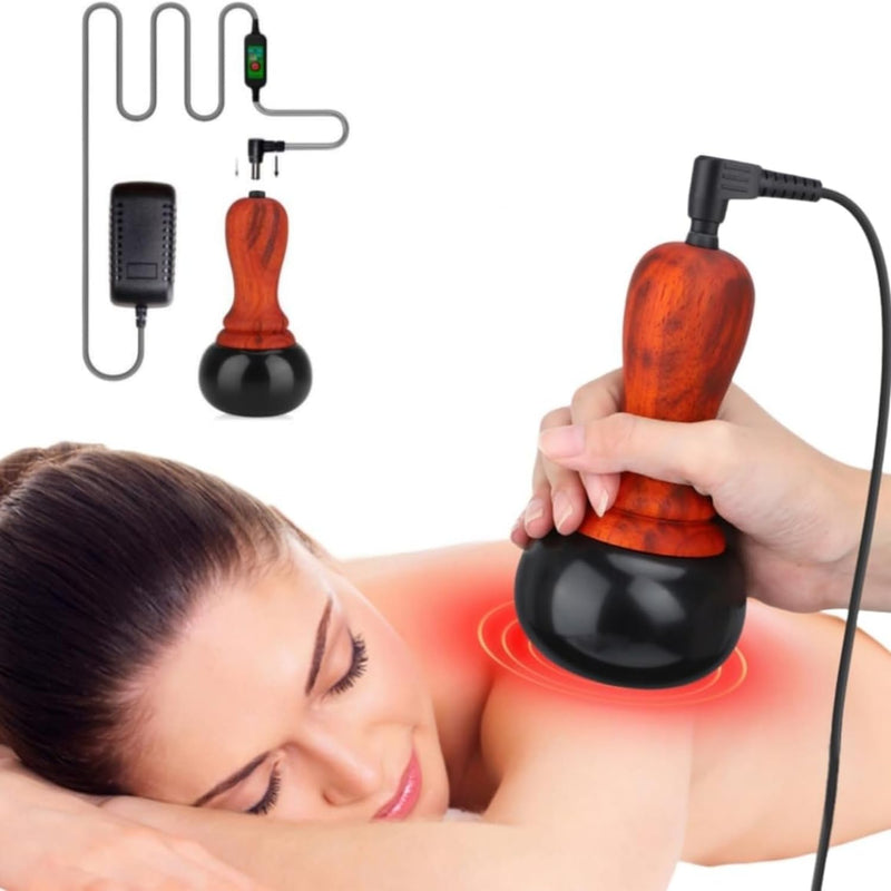 [Australia] - Hot Stones for Massage, Electric Body Massager with Temperature Control, Natural Bian Stone Gua Sha Scraping Massager for Home SPA Relaxation Treatment Pain Relief A 