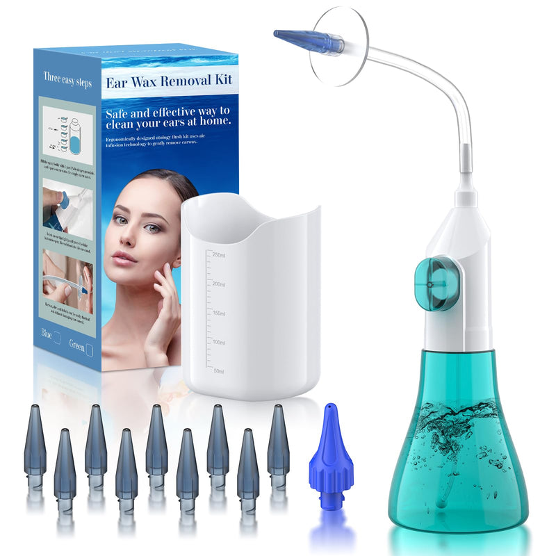 [Australia] - Ear Wax Removal, Ear Cleaner, Ear wax Removal Kit, Manual Ear Irrigation Flushing System, Ear Cleaning Kit, Safe and Effective to Clean Ear Built Up Wax Green 
