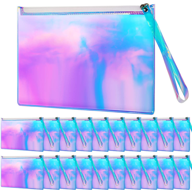 20 Pcs Holographic Makeup Bag Iridescent Cosmetic Pouch with Zipper Transparent Iridescent Purse Portable Travel Clear Pencil Pouch Waterproof Wallet Diaper Organizer for Women