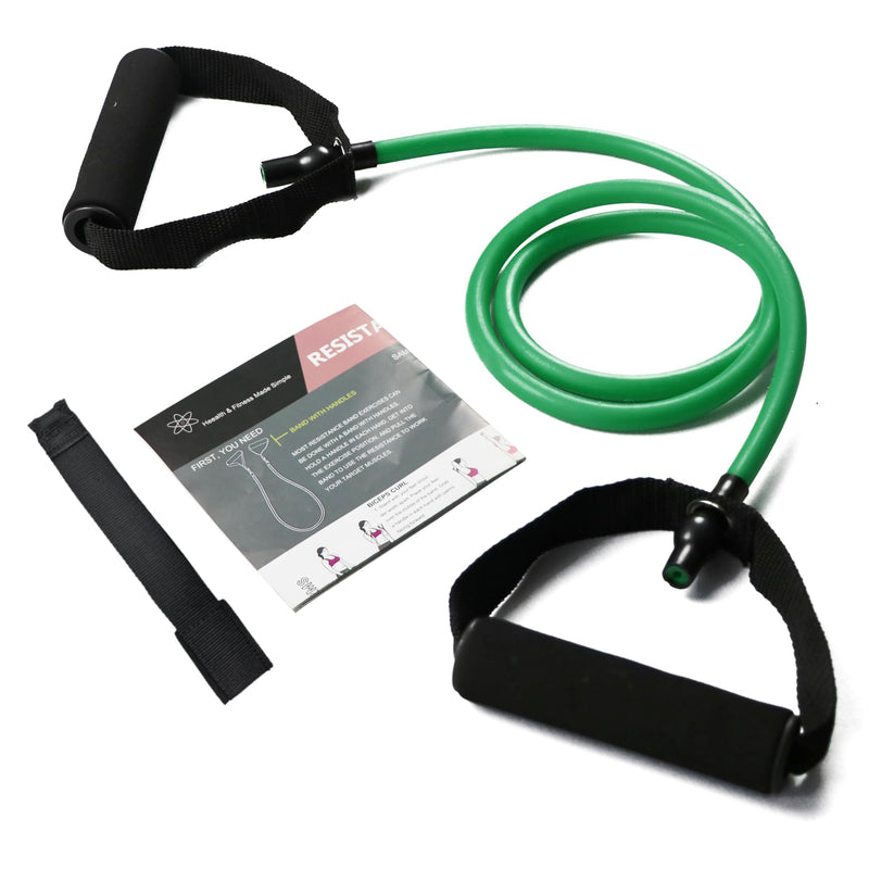 [Australia] - Resistance Bands with Handles, Single Resistance Bands, Exercise Bands with Handles, for Resistance Training, Physical Therapy, Home Workouts, Fitness, Pilates green-30lbs 