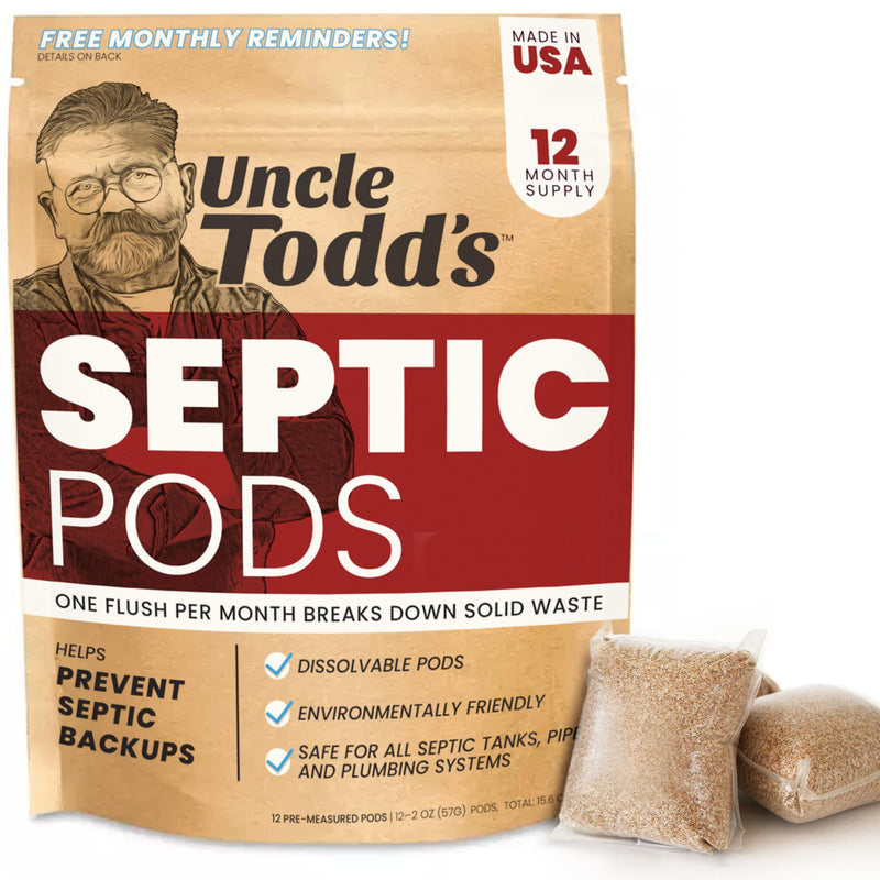 [Australia] - Uncle Todd's Septic Pods - Septic Tank Treatment - 12 Count One Year Supply - One Flush per Month - Free SMS & Email Reminders - Eco-Friendly and Powerful Solution for Septic Systems 12 Month Supply 