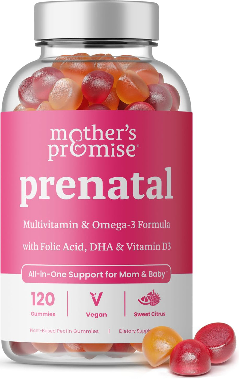 [Australia] - Prenatal Vitamin Gummies with DHA and Folic Acid | Vegan Prenatal Vitamins for Women with Omega 3, Folate & D3, Pregnancy Vitamins for Fetal Development | Gummy Multivitamin Supplement, 120 Count 120 Count (Pack of 1) 