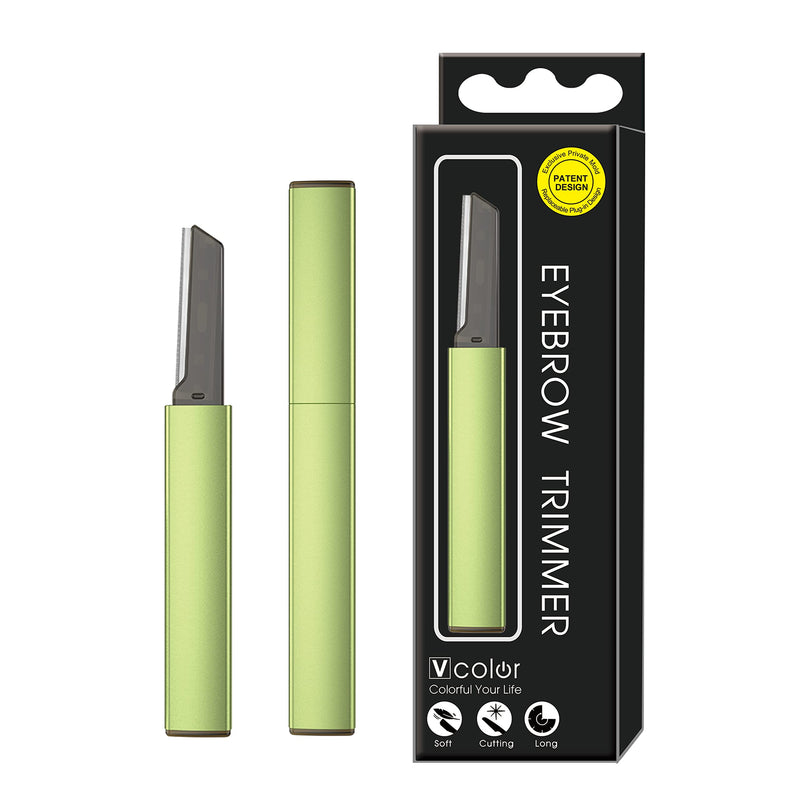 Exfoliating Eyebrow Razor Dermaplaning Tool Eyebrow Trimmer with 4 Replacement Blades, Facial Razors for Women Aluminum Alloy Handle & Stainless Steel Blade (green) green 1 Count (Pack of 1)