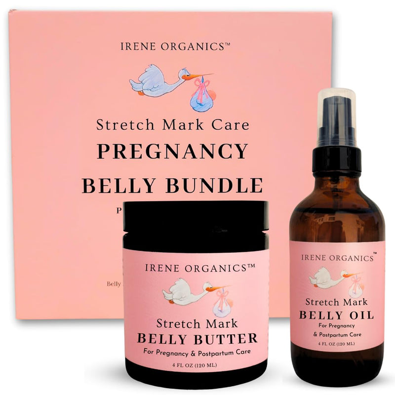 [Australia] - Belly Bundle by Irene Organics - Organic Belly Butter and Oil for Pregnancy Stretch Mark Prevention and Treatment - Award Winning Skincare For Pregnancy and Postpartum - Mother's Day Gift Set (Small) 2 piece set - Small 