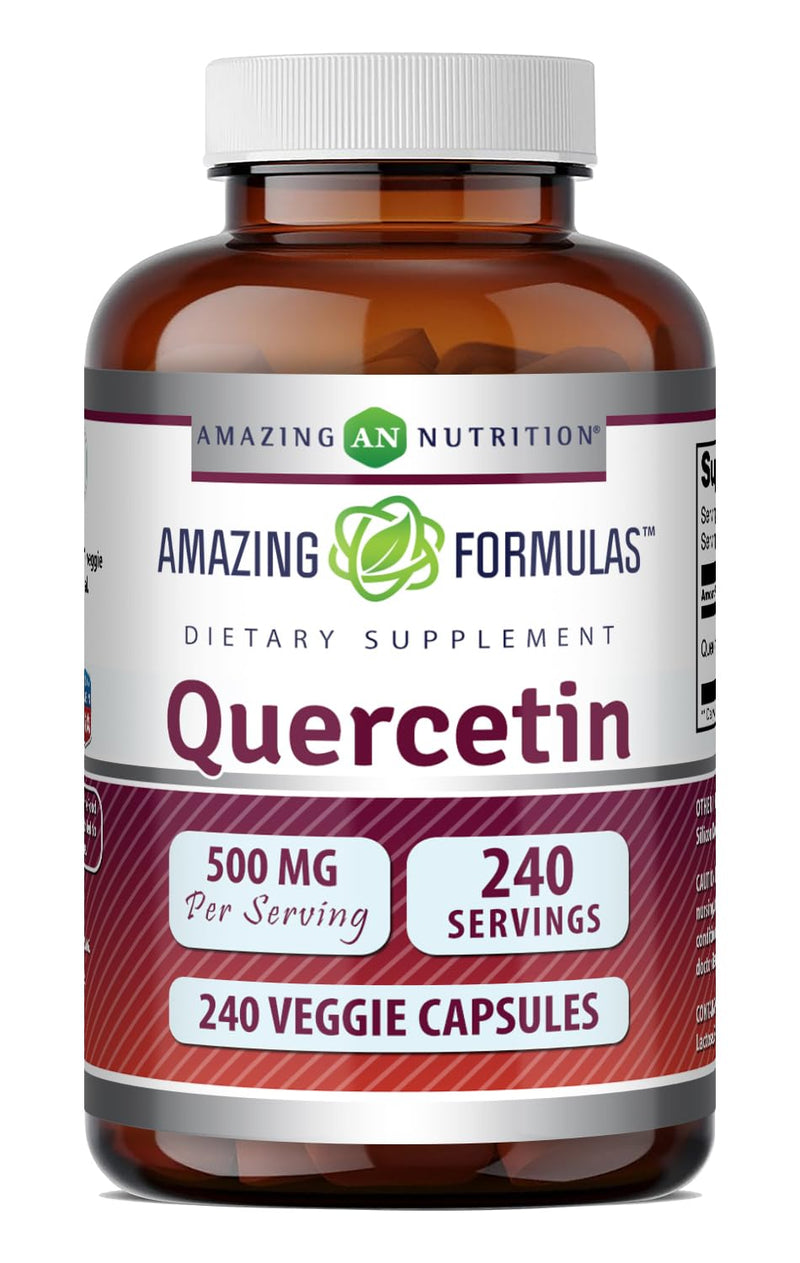 Amazing Formulas Quercetin 500mg Veggie Capsules Supplement | Non-GMO | Gluten Free | Supports Overall Health & Well Being (240 Count) 240 Count