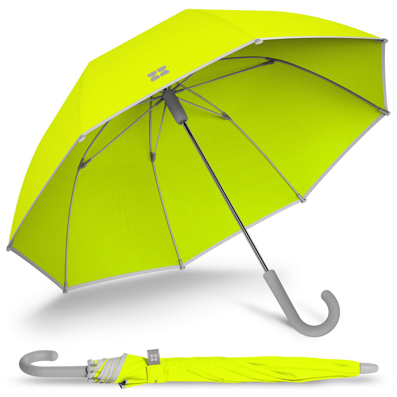 Weatherman Umbrella for Kids - Kids Umbrella Girls Boys Toddlers Child - Soft Edges, Pinch-Proof, Comfortable Grip Design - Lightweight, Stick, Durable Travel Kids Outdoor Umbrella Going to School, Park & Beach Neon Yellow