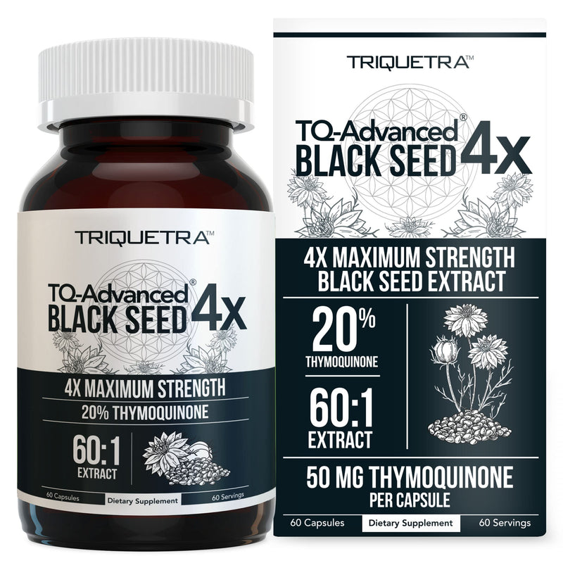 [Australia] - 20% Thymoquinone Black Seed Oil Extract Capsules - TQ-Advanced 4X®: Highest Thymoquinone Concentration Available - 60:1 Concentrate from Nigella Sativa, Raw Form, Vegan, Glass Bottle (60 Capsules) 50 MG (TQ) 