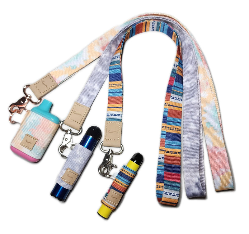 [Australia] - River & Rain Lanyard & Elastic Anti Lost Device Holder Case Leash Necklace for many uses Large Gray Tiedye 