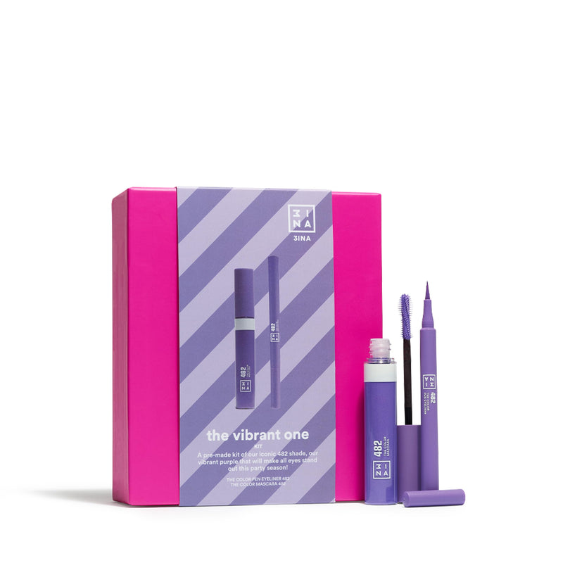 [Australia] - 3INA MAKEUP - The Vibrant One Kit - Purple - Perfect Purple Set - The Colour Pen Eyeliner 482 + The Colour Mascara 482 - Durable and Bright Colour - Makeup Set - Vegan - Cruelty Free 