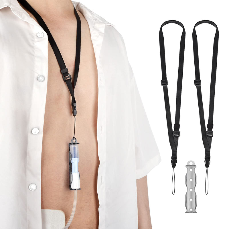[Australia] - Peritoneal Dialysis Transfer Set Catheter Holder Accessories for Baxter 5C4482 5C4483, PD Secure Shower Support for Men Women with 2 PCS Ajustable Neck Lanyards - Black 