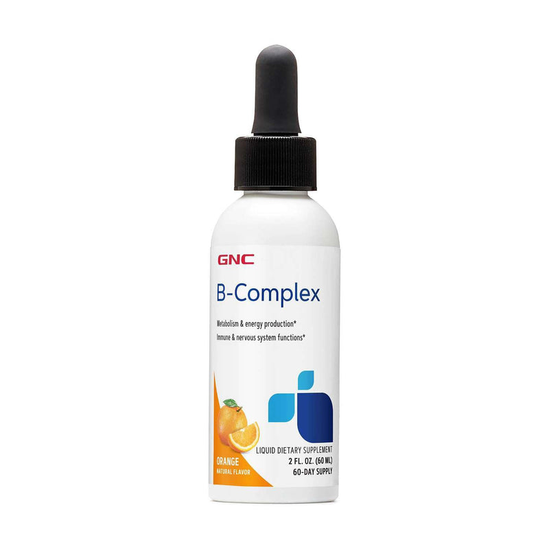 GNC B-Complex Liquid, Orange, Energy Support, 2 fl oz, 60 Servings | Delivers Vitamin B12 and Niacin to Support Energy Metabolism and Red Blood Cell Production, Gluten-Free and Dairy Free