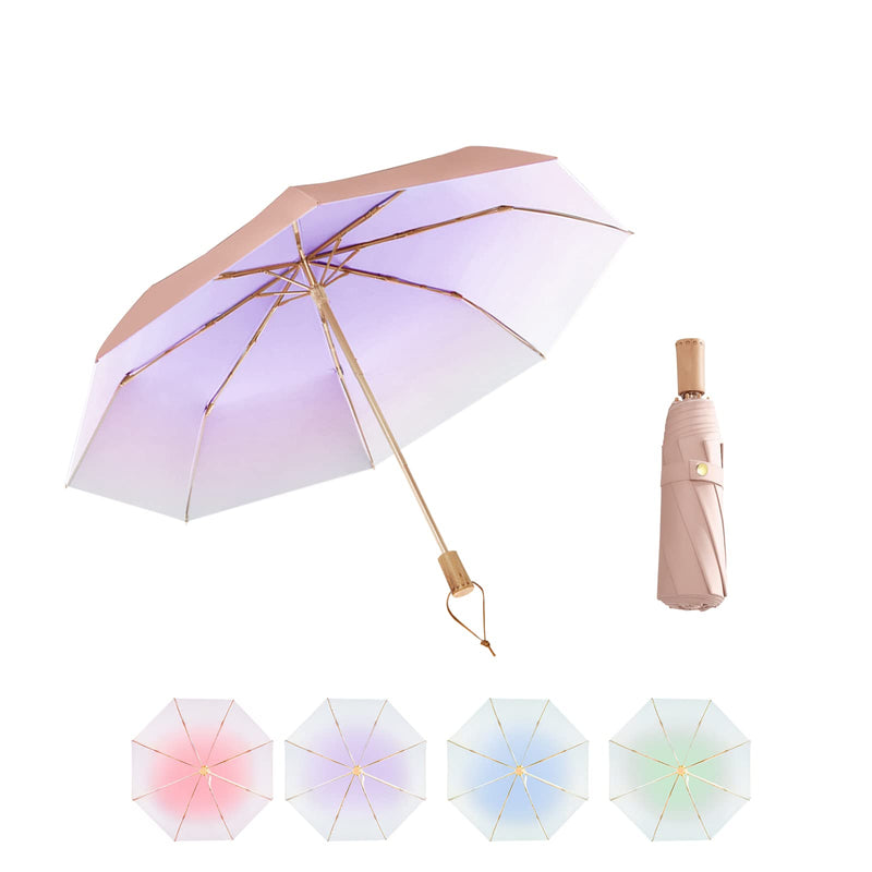 Dlin Sun Umbrella for Walking, Compact UV Umbrella Protection, Folding Lightweight Portable Parasol Umbrella for Men and Women Purple