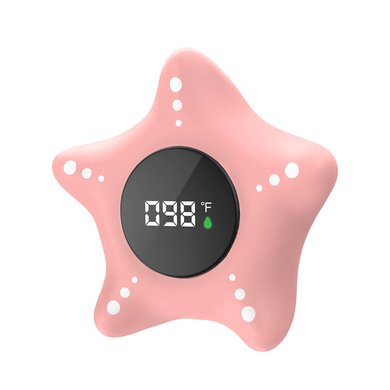 [Australia] - Baby Bath Thermometer Safety, Auto On & Off Bathtub Thermometer Floating Toy, Digital Bathing Water Temperature Warning Thermometer, Pink Sea Star Shape Black 