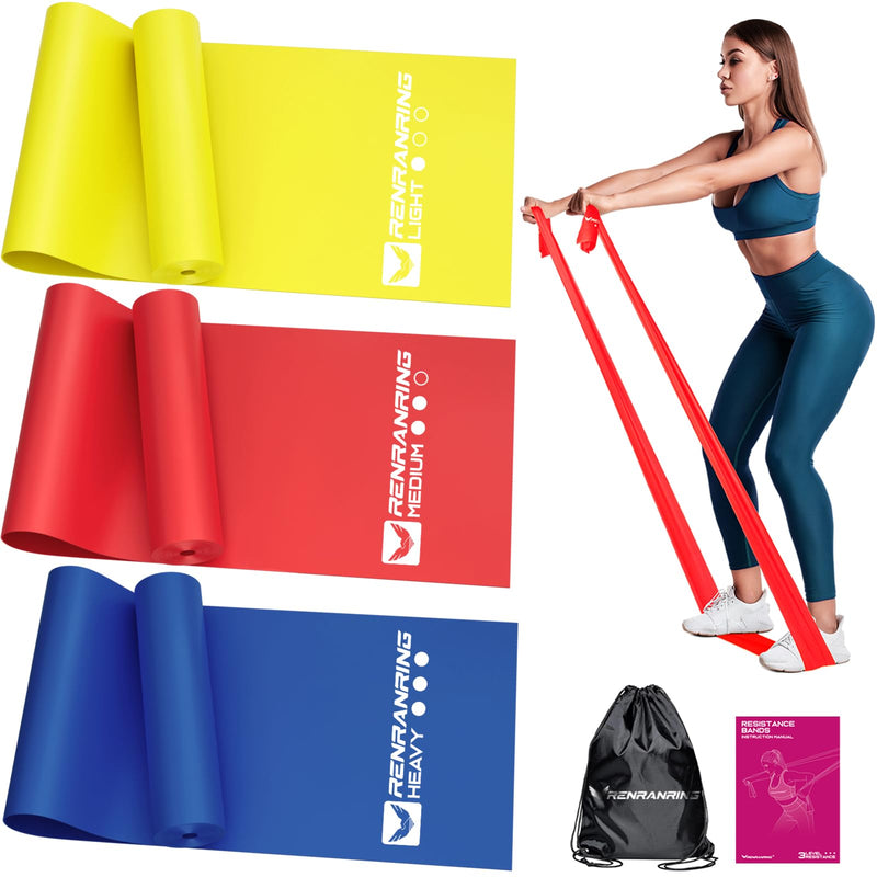 [Australia] - Resistance Bands for Working Out, Exercise Bands for Physical Therapy, Stretch, Recovery, Pilates, Rehab, Strength Training and Yoga Starter Set 4.9FT 1-Yellow,Red,Blue 