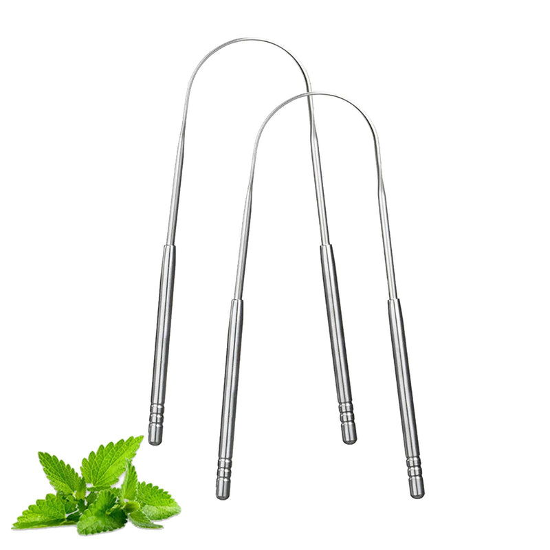 [Australia] - 2 Pack Tongue Scraper,Stainless Steel Tongue Cleaners,Tongue Scraper for Adults, Reduce Bad Breath and Fresh Breath(Silver) 2 Pack Silver U-shaped 