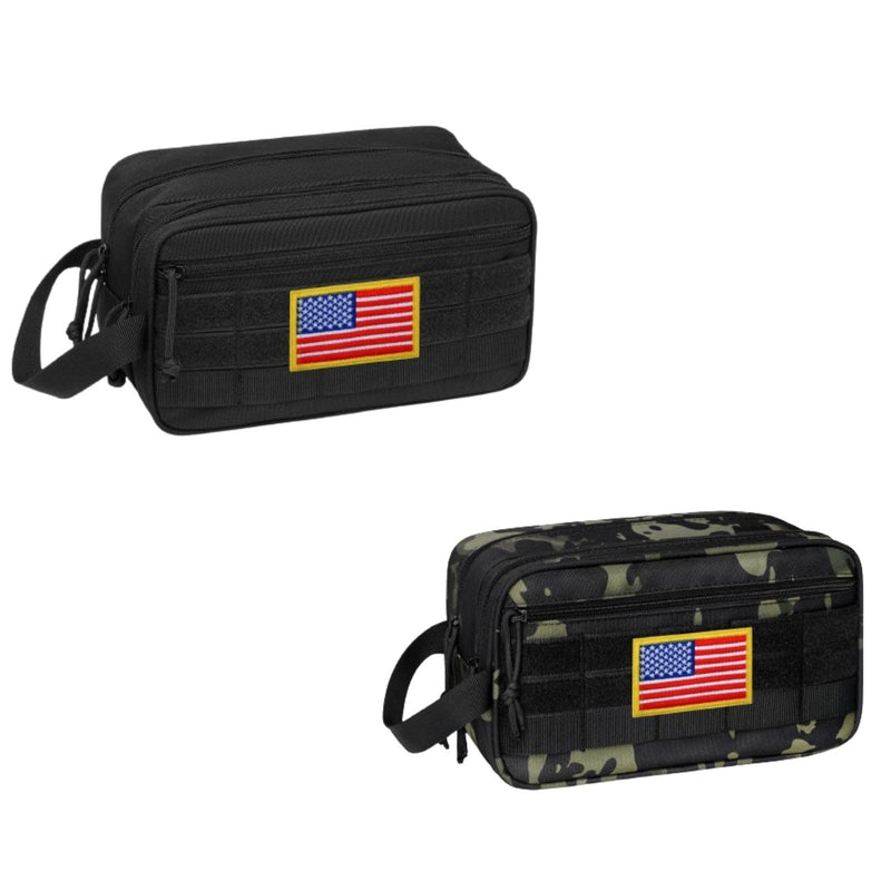 TACTICISM Black Toiletry Bag for Men and Black Camo Dopp Kit, Bundle Sales