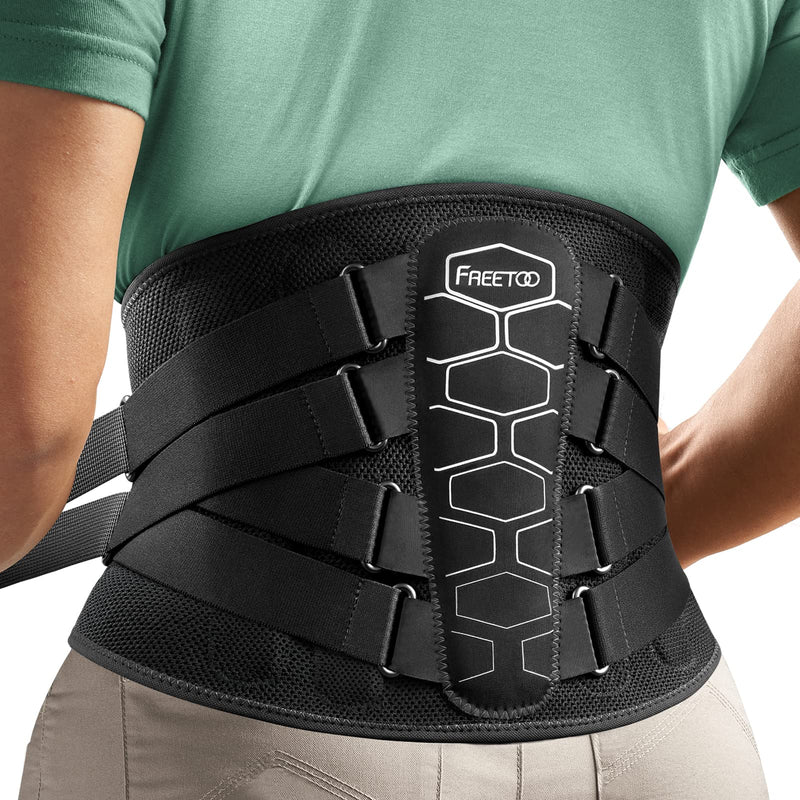 [Australia] - FREETOO Back Brace for Lower Back Pain Relief with Pulley System,Lumbar Support Belt for Men & Women with Lumbar Pad, Ergonomic Design and Soft Breathable 3D Knit Material,for Herniated Disc,Sciatica High Support Medium (Waist: 33.4ÔΩû40.5 Inch) 