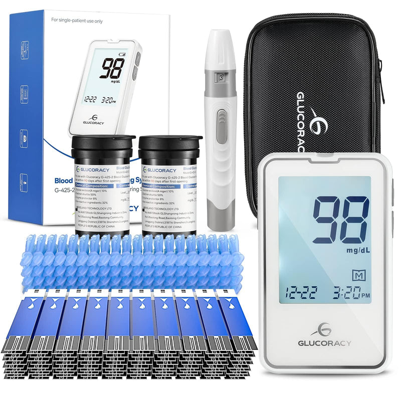 [Australia] - G-425-2 Blood Glucose Monitor Kit, Blood Sugar Test Kit with 1 Lancing Device 100 Test Strips 100 Lancets, 1 Glucometer 