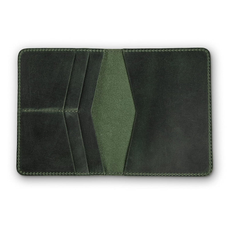 Standard Full Grain Crazy Horse Leather Passport Holder | Custom Travel Passport Cover & Organizer | Handcrafted Leather Passport Wallet for Men and Women | Pike (Green) Green