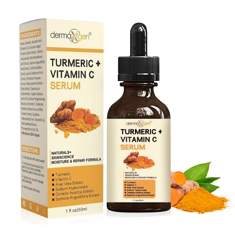 Turmeric and Vitamin C Anti-Aging facial serum, PURE ORGANIC Reduce Wrinkles, Improve Blemishes and Acne, Skin firming and Intensive Moisturizing & hydrating Serum for all skin Types (1 fl oz)) 1 Fl Oz (Pack of 1)