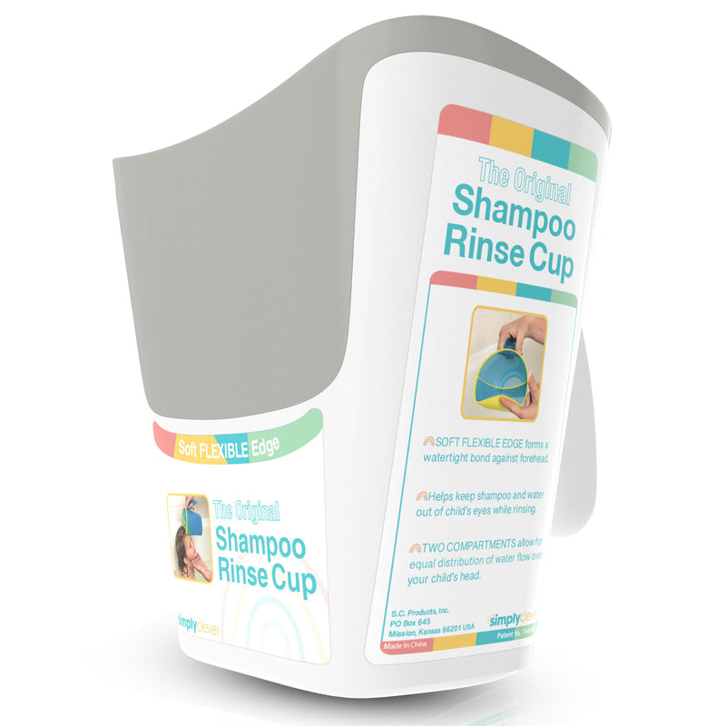 [Australia] - Shampoo Rinse Cup for Kids | Baby Bath Pail | Tear Free Baby Rinser Pail White/Gray 
