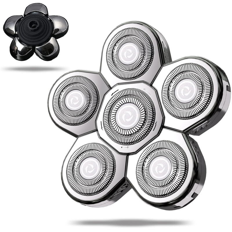 Head Shaver Replacement Heads,Head Shaver Replacement Blades, Head Shavers for Bald Men,Head shavers for Men, Stainless Steel Rotary Blades for Electric Head Razor (silver6) Silver6