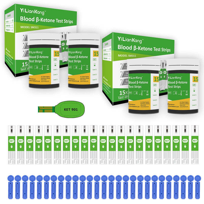 [Australia] - 60 Blood Ketone Test Strips & 60 Lancets. Ideal for The Keto Diet and Ketosis Monitoring. (Model SM311 Suitable for YiLianKang PM900B Ketone Meter) 1 Count (Pack of 60) 